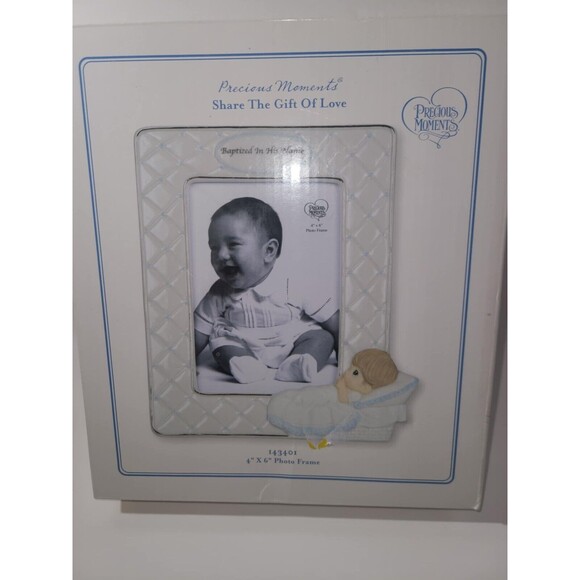 Precious Moments Baptized in His Name Photo Frame Boy 7.75" tall - BAPTISM Gift - Picture 1 of 7